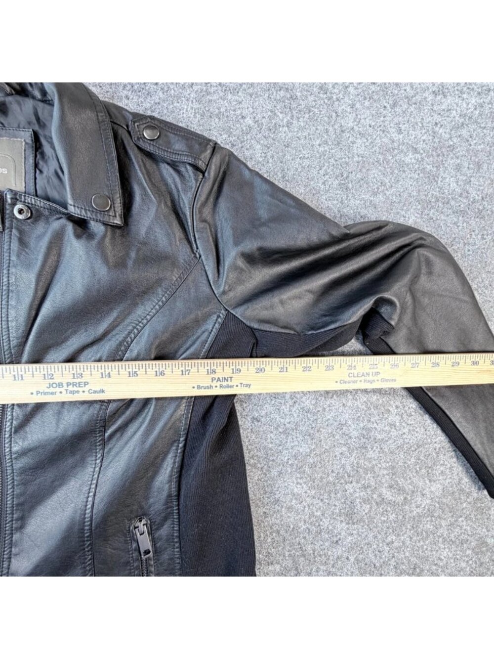Maurices Faux Leather Full-Zip Moto Jacket Womens L Black Rib Knit Side Panels - Picture 13 of 16